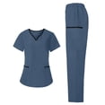 thumbnail image 6 of HongQid Women's Medical Scrub Set V-Neck Short Sleeve Top With Cargo Pants Uniforms For Nurse Doctor Workwear With Pockets, 6 of 8