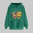thumbnail image 2 of VBTAPA Mardi Gras Hoodies for Women Novelty Mask Graphic Printed Hooded Sweatshirt Carnival Party Hoodies Funny Holiday Pullover Sweatshirts with Kangaroo Pocket Army Green XL, 2 of 6