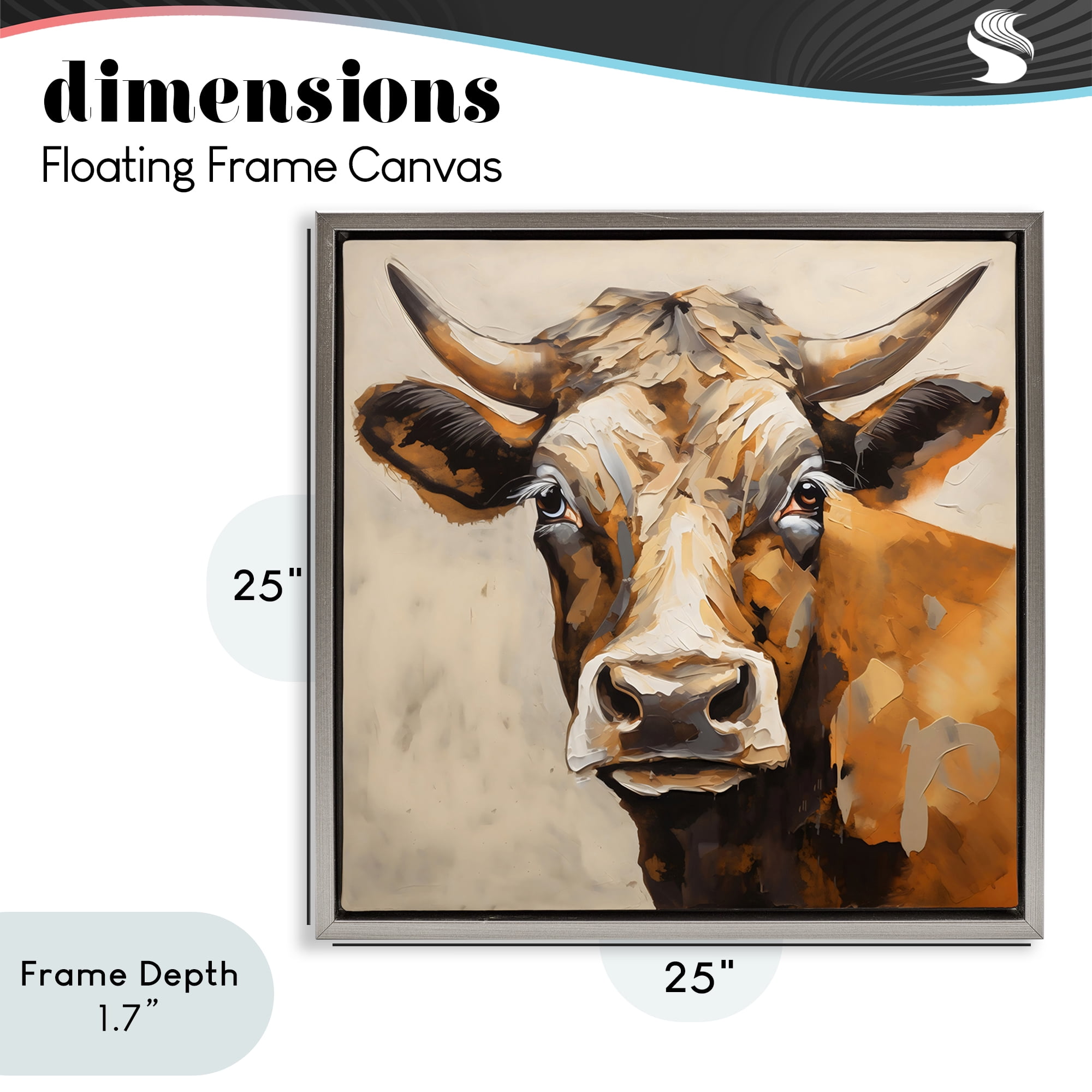 Stupell Industries Beautiful Brown Bovine Gray Framed Floater Canvas Wall Art, design by Creative Studio