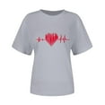 thumbnail image 5 of Kctiaxy Summer Shirts for Women Short-Sleeved Valentiness Shirts for Women Casual Crewneck Love Heart Print Graphic T Shirts, 5 of 7