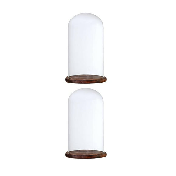 2Pcs 12x22cm  Cloche Bell Jar with Wooden Base 2