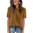 thumbnail image 2 of Hearthz Short Sleeve Sweater Tops for Women Knit Pullover Tops Trendy Crew Neck Womens Shirt Business Casual Lightweight Women's Tunics, 2 of 7