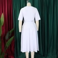 thumbnail image 6 of AURA Plus Size Summer V Neck A Line Midi Dress High Waist Short Sleeve Elegant African Work Dress with Belt, 6 of 10