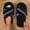Black, variant on thermal Warm Fluffy Open Toe Slippers Women, Cross Strap Flat Slides Thick Plush Lined Shoes for Cold Indoor & Outdoor Winter White 9-9.5(42)