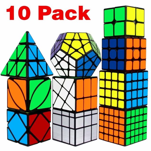 Speed Cube Set, Cube Bundle 2x2 3x3 4x4 5x5 Pyramid Megaminx Skew Mirror Ivy Windmill Sticker Magic Cube Collection - Puzzles Cube Toys Regalo para niños y Adultos Juego de 10