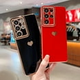 thumbnail image 4 of Samsung Galaxy S21 Ultra 5g 6.8" Phone Case with Luxury Electroplate Cute Side Love Heart Cover Full Camera Protection Soft Silicone Anti-Fingerprint Shockproof Cover Bumper (Red), 4 of 11