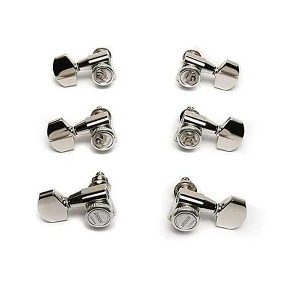 Gretsch Branded Gotoh 3x3 Locking Tuners, AB01 Buttons - NICKEL