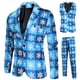 thumbnail image 3 of Trajes navideños para hombre, traje de 3 piezas de corte regular, estampado de copos de nieve, muñeco de nieve, chaqueta, pantalones, chalecos, conjunto de traje para hombre para Navidad, 3 of 5