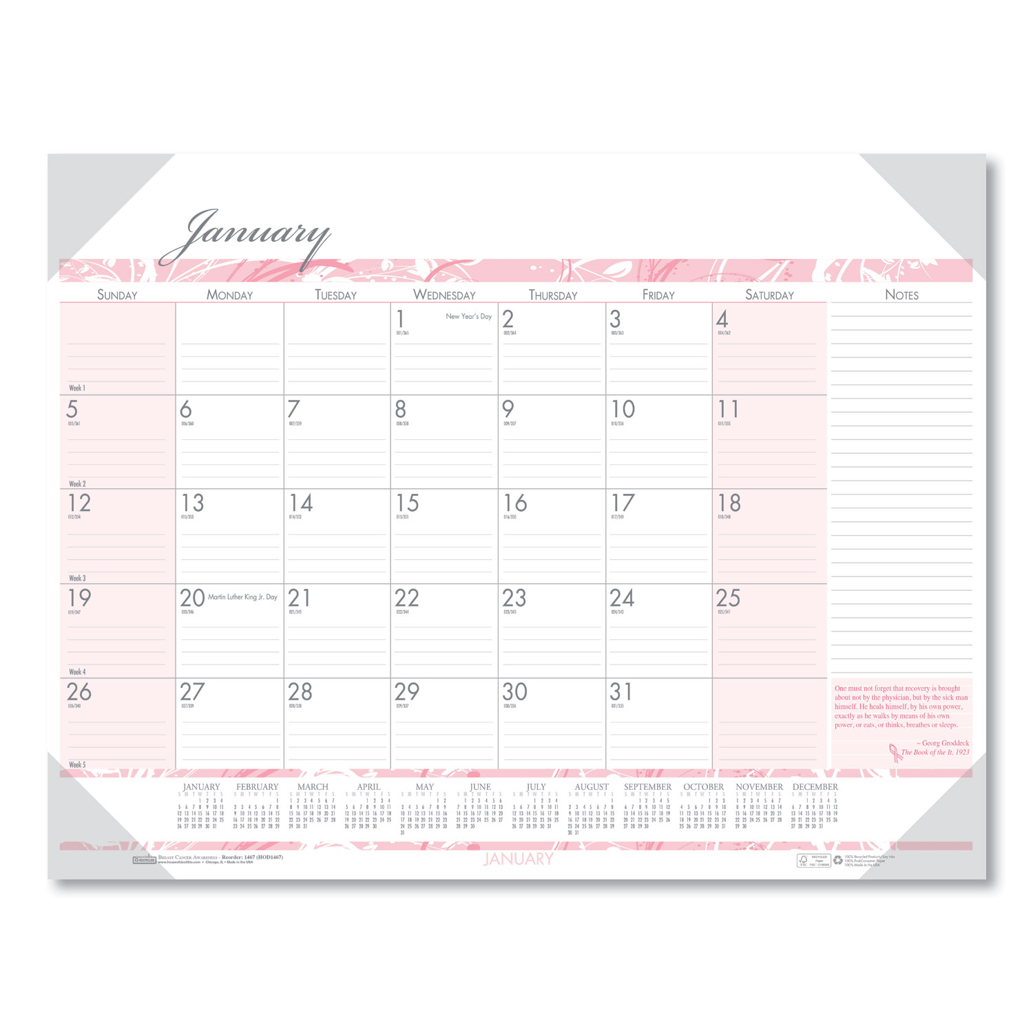 House of Doolittle Recycled BCA Monthly Desk Pad Calendar 18.5 x 13 2021 1466