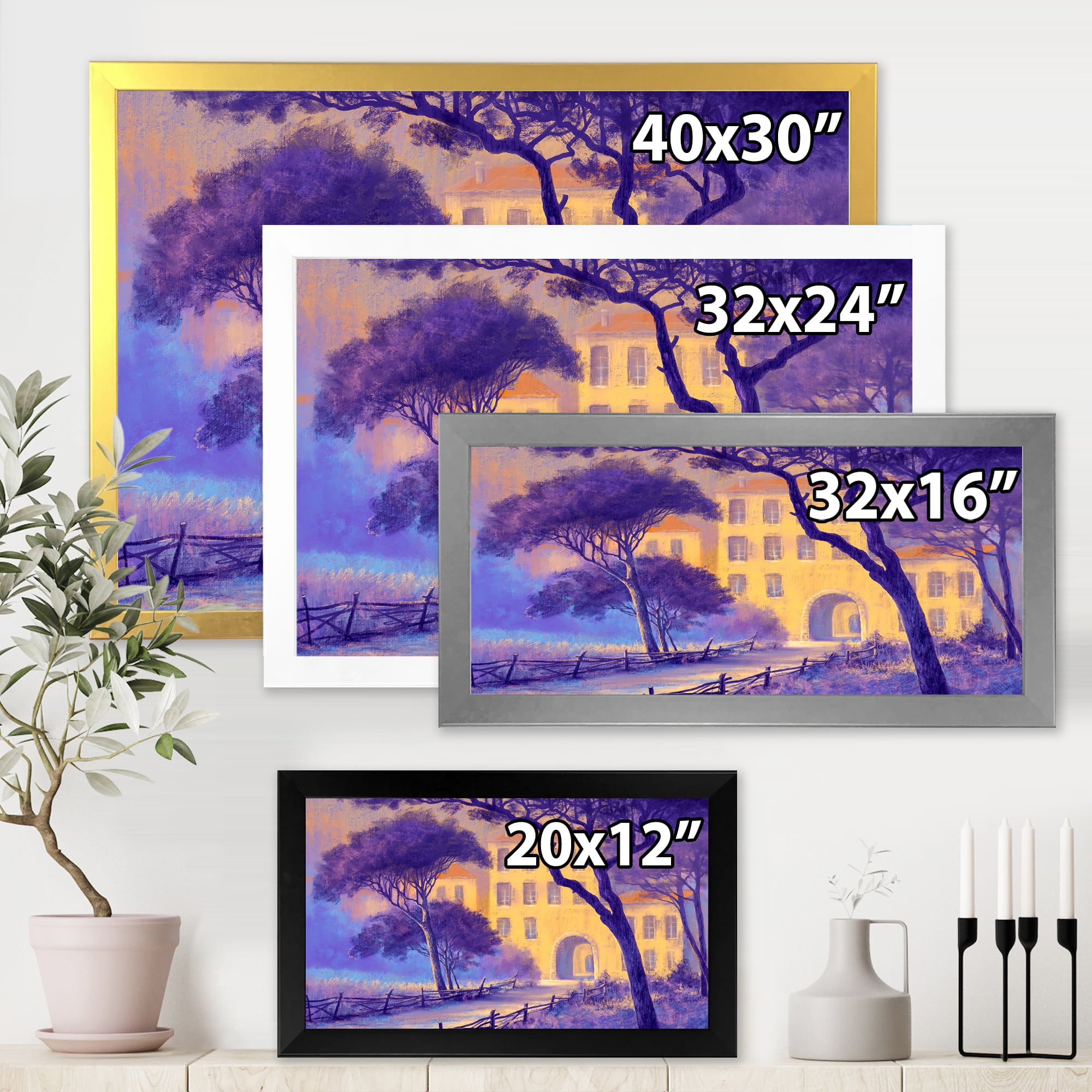 Designart 'Street Landscape OF Footpath & Trees In A City' Traditional Framed Art Print