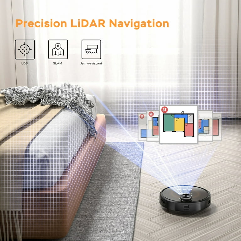  Lefant Robot Vacuum and Mop, Lidar Navigation, 4000Pa Suction  Robotic Vacuum Cleaner with 150Mins, Real-time Map, No-go Zones, Compatible  with Alexa/App, Ideal for Hard Floor and Pet Hair, Grey