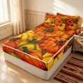 thumbnail image 3 of Erosebridal Hippie Vintage Pumpkin Zipper Full Size Comforter Sets with Fitted Sheet and 2 Pillowcases, Vintage Farmhouse Zipper Bedding Set for Boys Girls, Orange Olive Green, Black Reversible, 3 of 7