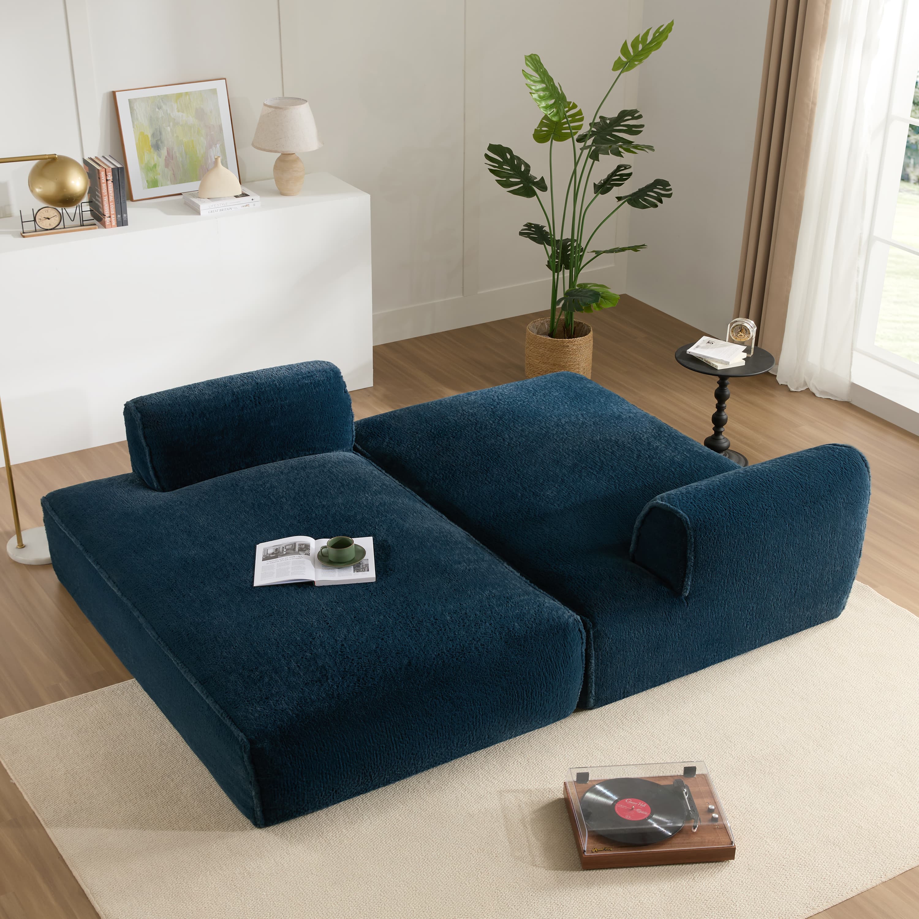 MAYEERTY 90" Oversized Modular Sofa Bed, Elderly-Friendly 2-PC Set, No Assembly, 3 Colors