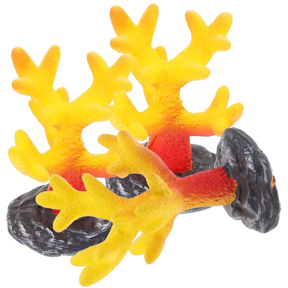 ETEREAUTY 3-Piece Yellow Resin Coral Sculpture Set for Aquarium Decoration and Fish Landscape Design