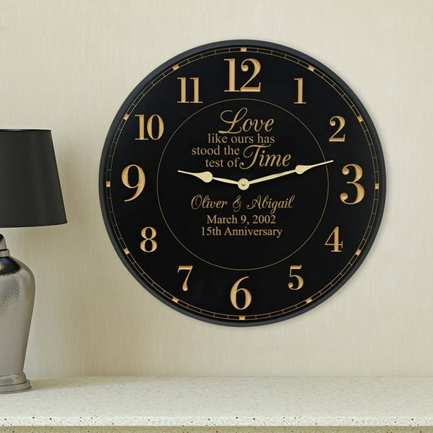 Personalized Test of Time Anniversary Wall Clock, Available in Black or Cream