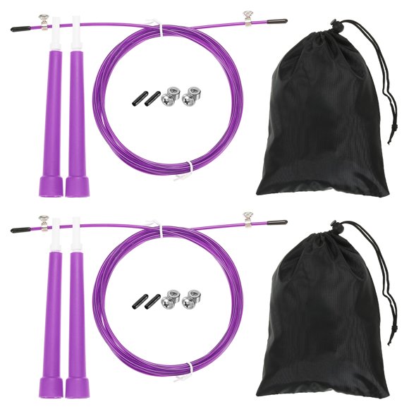 Unique Bargains Speed Jump Rope Adjustable Speed Skipping Rope with Storage Bag and Spare Parts Purple 2 Set