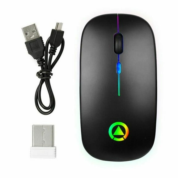 Sanoxy  2.4GHz Wireless Optical Mouse with USB Rechargeable RGB Cordless Mice for PC Laptop - Black