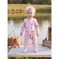 thumbnail image 3 of RUINIXCW Baby Girl Fall Outfits Printed Long Sleeve Ruffle Footed Jumpsuit Headband, 3 of 8