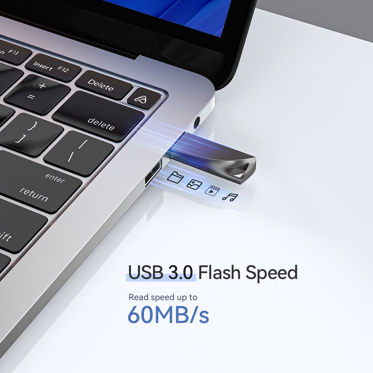32GB USB 3.0 Flash Drive,RAOYI Flash Memory Stick Slim Thumb Drive Portable with Keychain Hole,Black & Silver 2 Pack