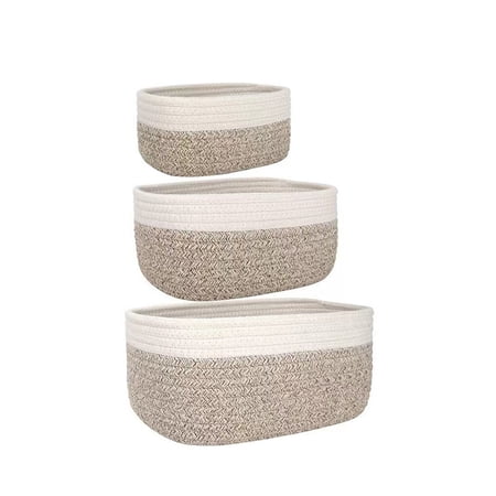 Handmade Cotton Rope Desktop Storage Box with Lid - Cosmetics, Miscellaneous, Snack and Handicraft Organizer(Grey Handmade Cotton Rope Desktop Storage Box with Lid - Cosmetics, Miscellaneous, Snack and Handicraft Organizer(Grey