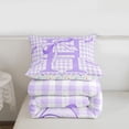 thumbnail image 5 of Erosebridal Purple Dreamy Princess Style Queen Comforter Set For Kids,Kawaii Bow Theme Initial Letter H Alphabet Bedding Comforter Set,Colorful Stars Reversible,3 Pieces, 5 of 7
