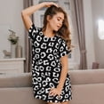 thumbnail image 3 of Uemuo Black Leopard Pattern Women’s Nightdress – Casual Sleep Shirt, Soft Relaxed Fit Short-Sleeved Cotton Sleepwear for Home, Bedtime, and Lounging, 3 of 6