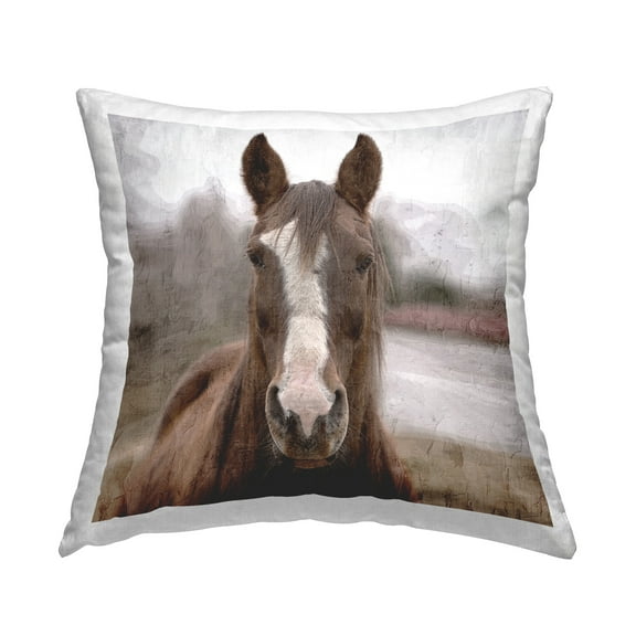 Stupell Industries Rustic Brown Horse Decorative Printed Throw Pillow Design by Kim Allen