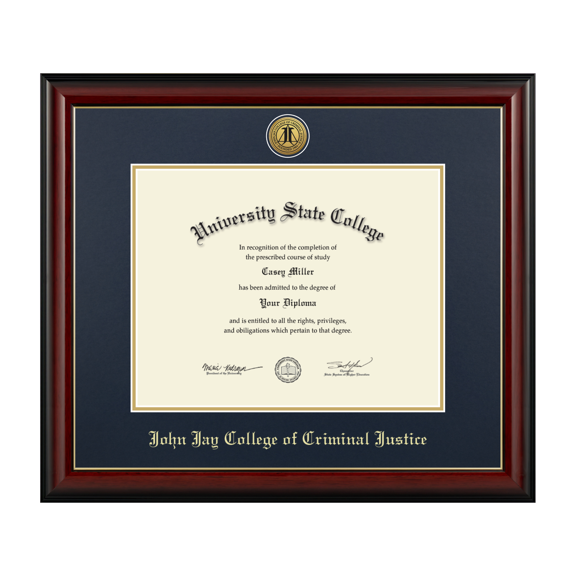 Framerly - John Jay Criminal Justice Diploma Frame with Navy and Gold Mat