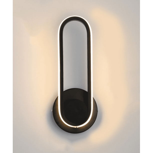 Aplique de pared Lámpara de pared LED creativa para mesita de noche, interior, hotel, pasillo, pasillo, escalera, sala de estar, fondo, luz de pared, negro, 12w, luz blanca cálida