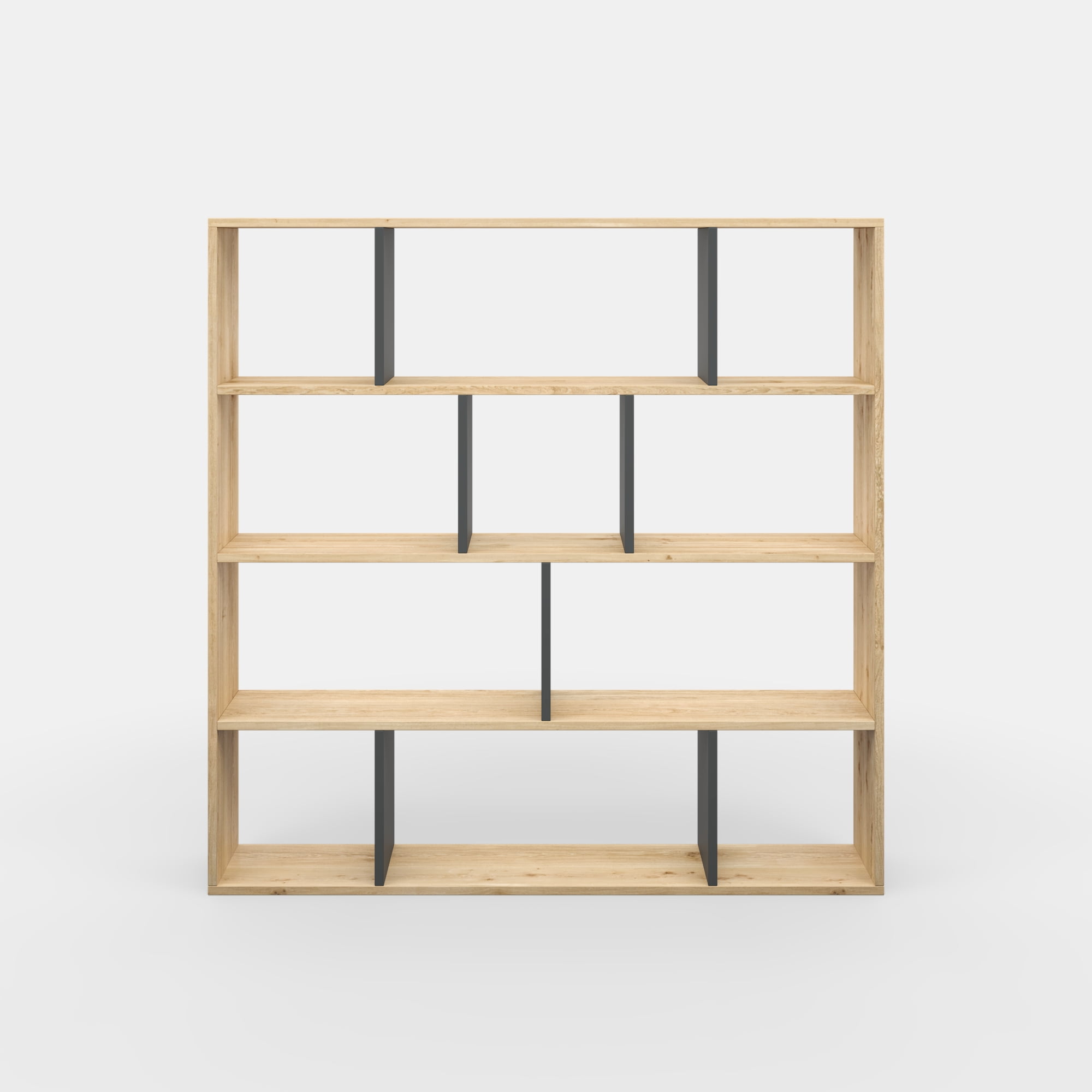 Ada Home Decor Hobdi 4 Tier Open Shelf Cube Modern Bookcase, Oak/Anthracite