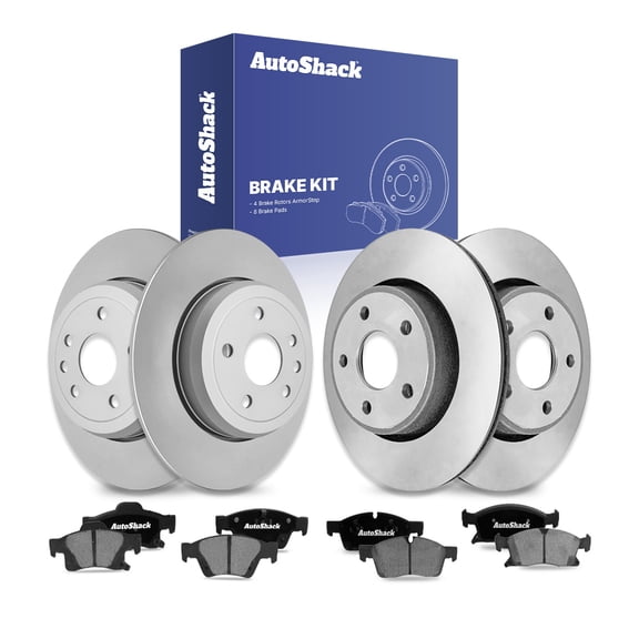 AutoShack Front Vented & Rear Vented Coated Brake Rotors   Ceramic Pads 12-PC Brake Kit Replacement for 2017-2021 Jeep Grand Cherokee 2017-2022 Dodge Durango ArmorStop