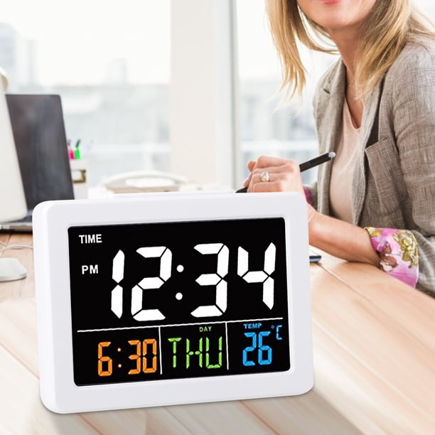 Pantalla de temperatura Pantalla LCD Despertadores digitales blancos reloj de mesa para dormitorios oficina uso doméstico ANGGREK Otros