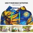 thumbnail image 4 of Lsque Sunflower Starry Night Vibes Pattern Casual Women's Hoodie,Hooded Sweatshirt with Kangaroo Pocket,Pullover Hoodie with Eye-catching Drawstrings-Small, 4 of 7