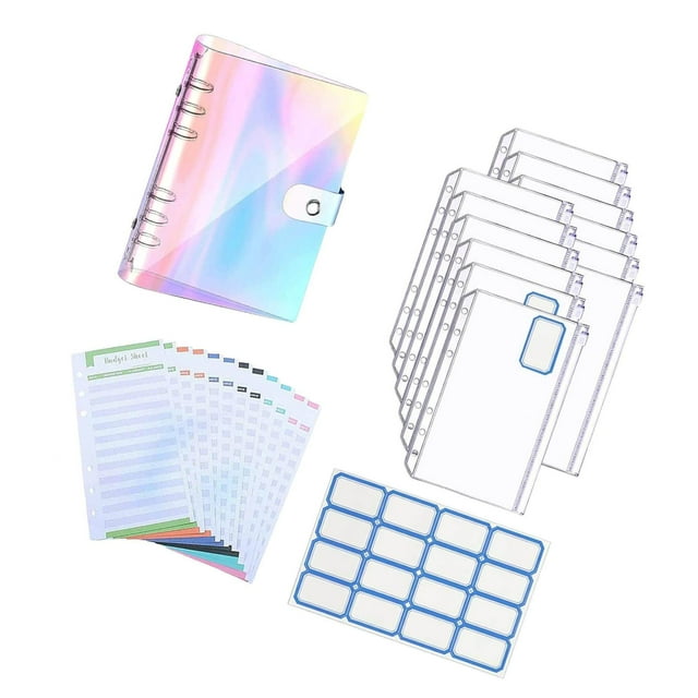ziyahi 6 Rings A6 Notebook Binder Loose Leaf Folder Budgeting Expense Saving Color