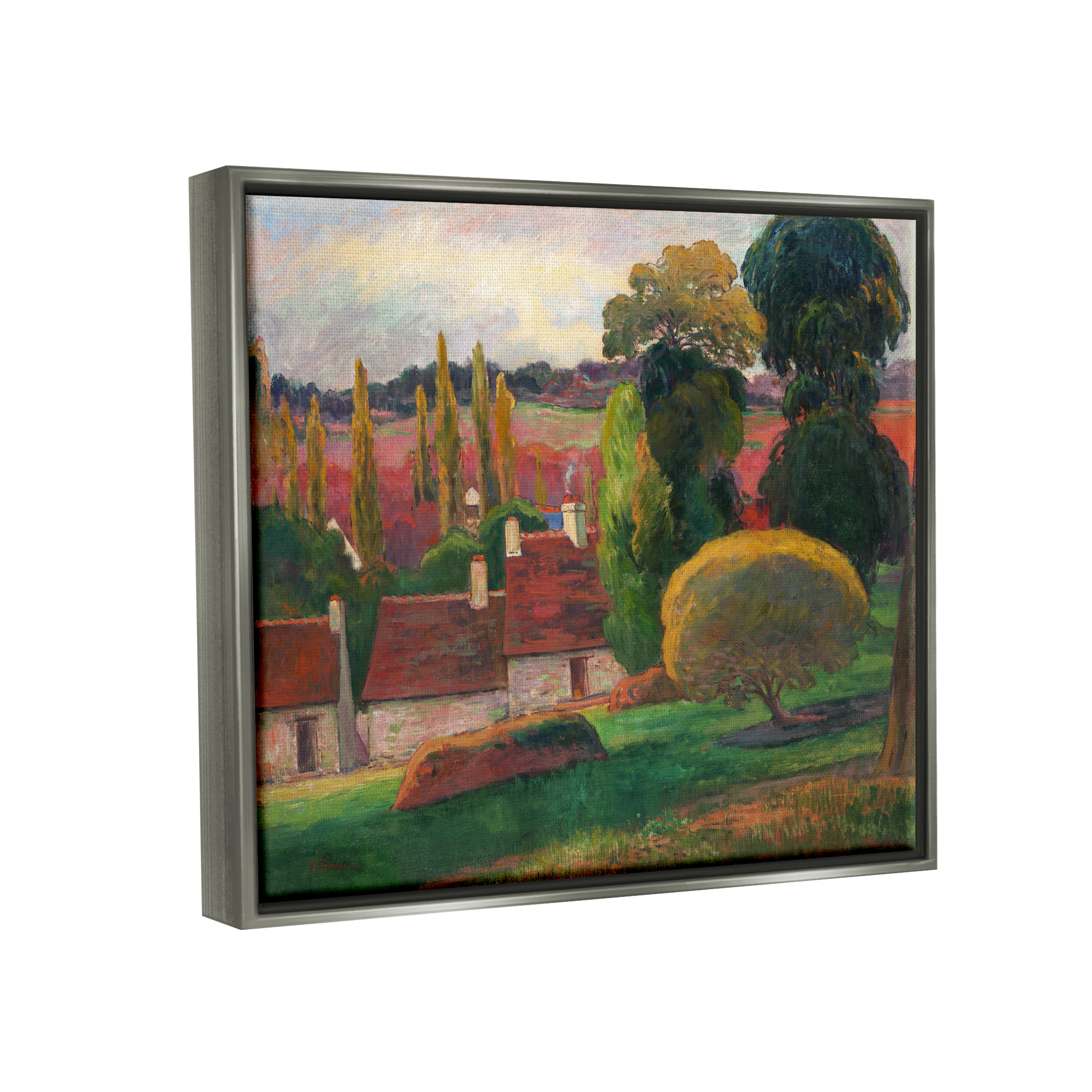 Stupell A Farm In Brittany Gauguin Classic Landscape Painting Gray Floater Framed Art Print Wall Art