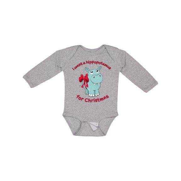 Inktastic I Want a Hippopotamus for Christmas Boys or Girls Long Sleeve Baby Bodysuit