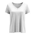 thumbnail image 5 of Ruimatai Women's Tops Casual V-Neck Short Sleeve Blouse Soft Breathable Polyester Summer Loungewear Pajama Top, 5 of 5