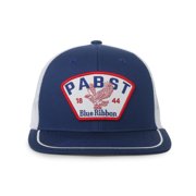Pabst Blue Ribbon Eagle Logo Structured Trucker Hat, Royal Blue & White, High Crown Snapback