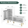 thumbnail image 5 of CBJCBJ Modern Storage Bench with Glass Door & Shelf - L-Shaped Entryway Cabinet, Padded Seat for Hallway/Bedroom/Office, White, 5 of 7