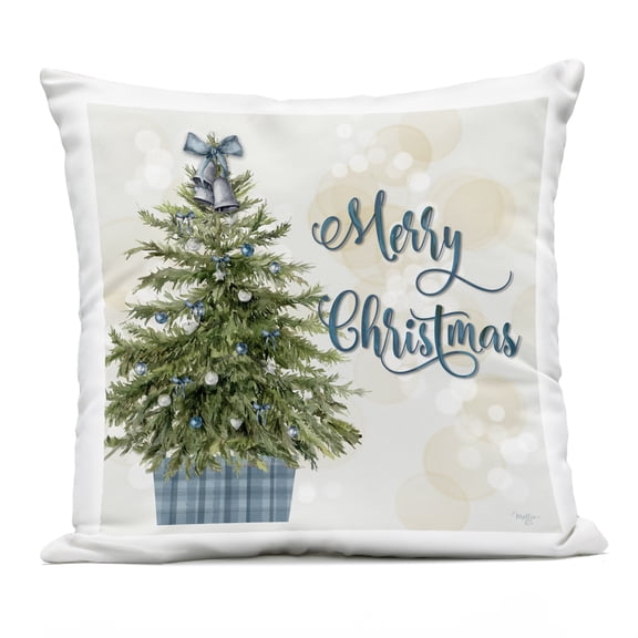 Stupell Industries Christmas Tree in Plaid Stand Design by Mollie B. Outdoor Printed Pillow