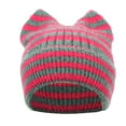thumbnail image 1 of Gorro de lana con orejas de rayas y forma de pan al vapor para niños, gorro de invierno grueso con protección para las orejas, gorro de mujer, 1 of 2