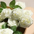 thumbnail image 2 of TiokMc 25 Pcs Artificial Rose Flowers with Stems and Leaves, Milk White Fake Roses for Wedding Bouquets, Party Décor, Baby Shower, DIY Arrangements, Home Decoration, 2 of 8