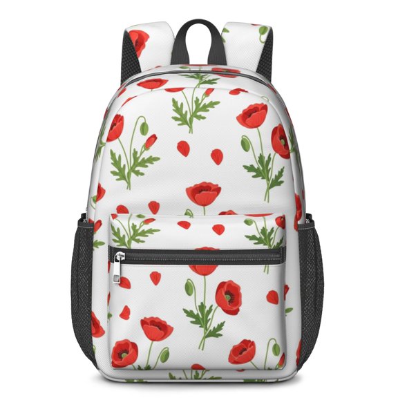 Pioneer Flower Floral Print Pattern 17" School Backpacks for Teens,Waterproof Oxford Fabric,S-Shape Padded Straps for School,Travel,Hiking,Camping