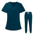 thumbnail image 1 of Set Scrub VIAOLI para mujer con bolsillo y pantalones deportivos con cuello en V, 1 of 5