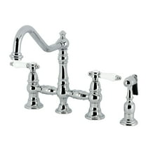 Kingston Brass KS3271BPLBS Bel-Air Two-Handle 4-Hole Deck Mount Bridge Kitchen Faucet with Brass Side Sprayer in Polished Chrome