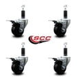 thumbnail image 2 of 3 Inch Soft Rubber Swivel 1-1/8 Inch Expanding Stem Caster Set Total Lock Brake, 2 of 2