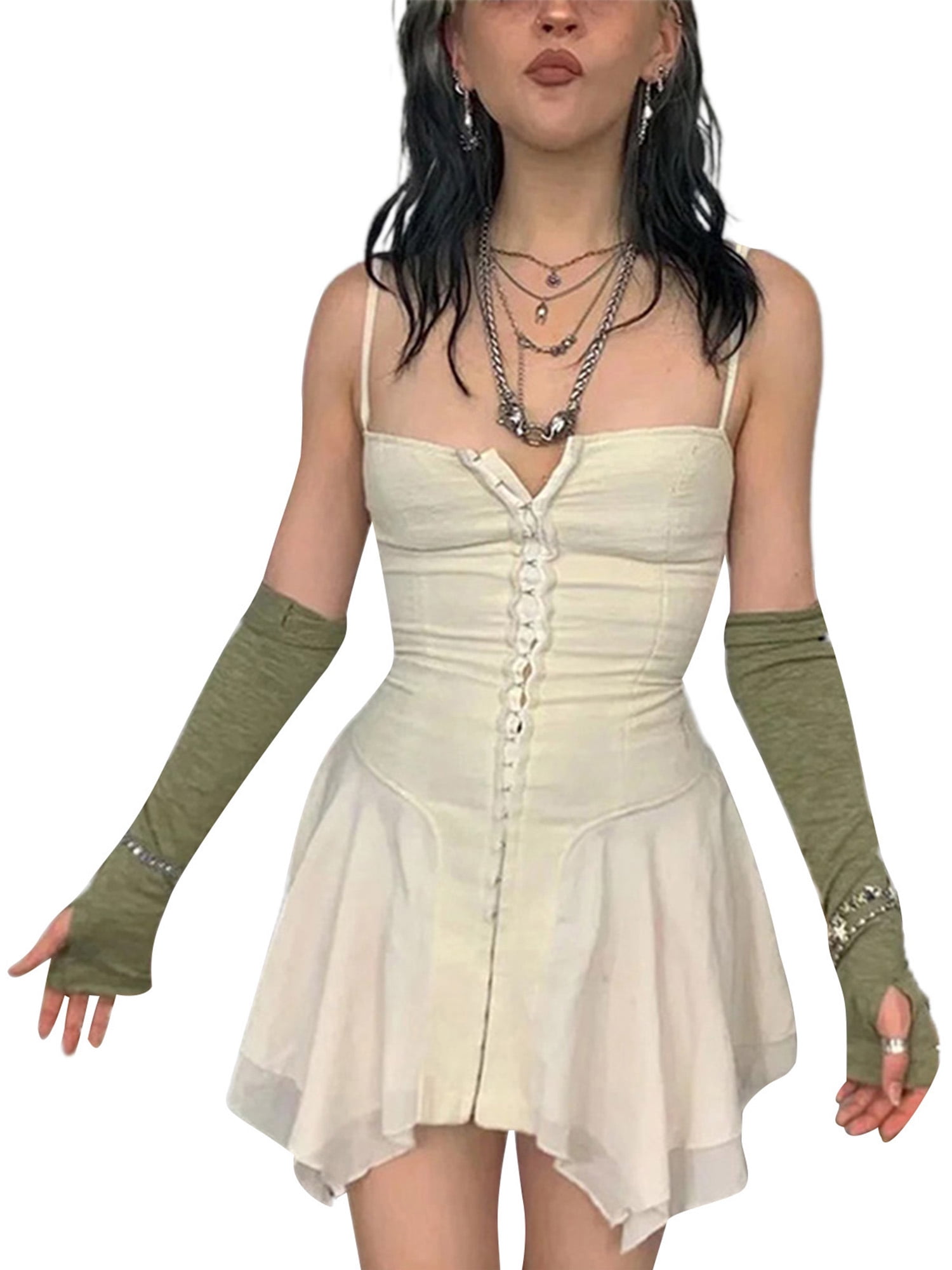 V Neck Empire Waist Cami Adult Women's Costume With Gathering Fancy Dress 