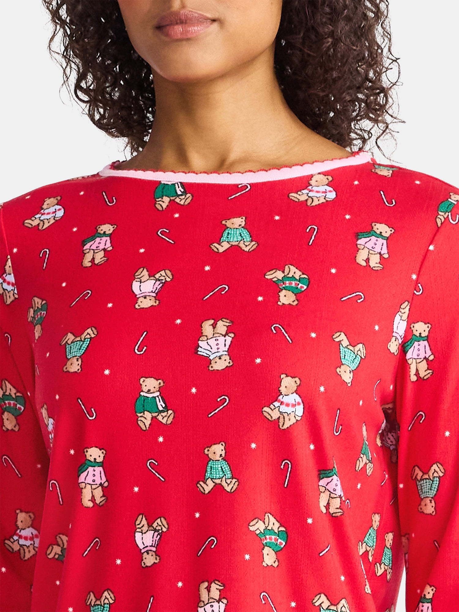 Christmas Women's and Women's Plus Long Sleeve Top and Wide Leg Pants Pajama Set from Holiday Time, 2-Piece, Sizes XS-3X