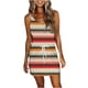 thumbnail image 2 of ICHUANYI Clearance Women Casual V-Neck Sleeveless Bandage Stripe Printing Loose Vest Sling Dress(Beige, S) ICHUANYI WER2023081016034, 2 of 5