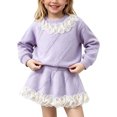 thumbnail image 3 of Kezqiaxn 2 Piece Set for Girls Long Sleeve Crewneck Lace Knit Sweater and Mini Skirt Fall Fashion Cute Outfits 1-8Y, 3 of 7